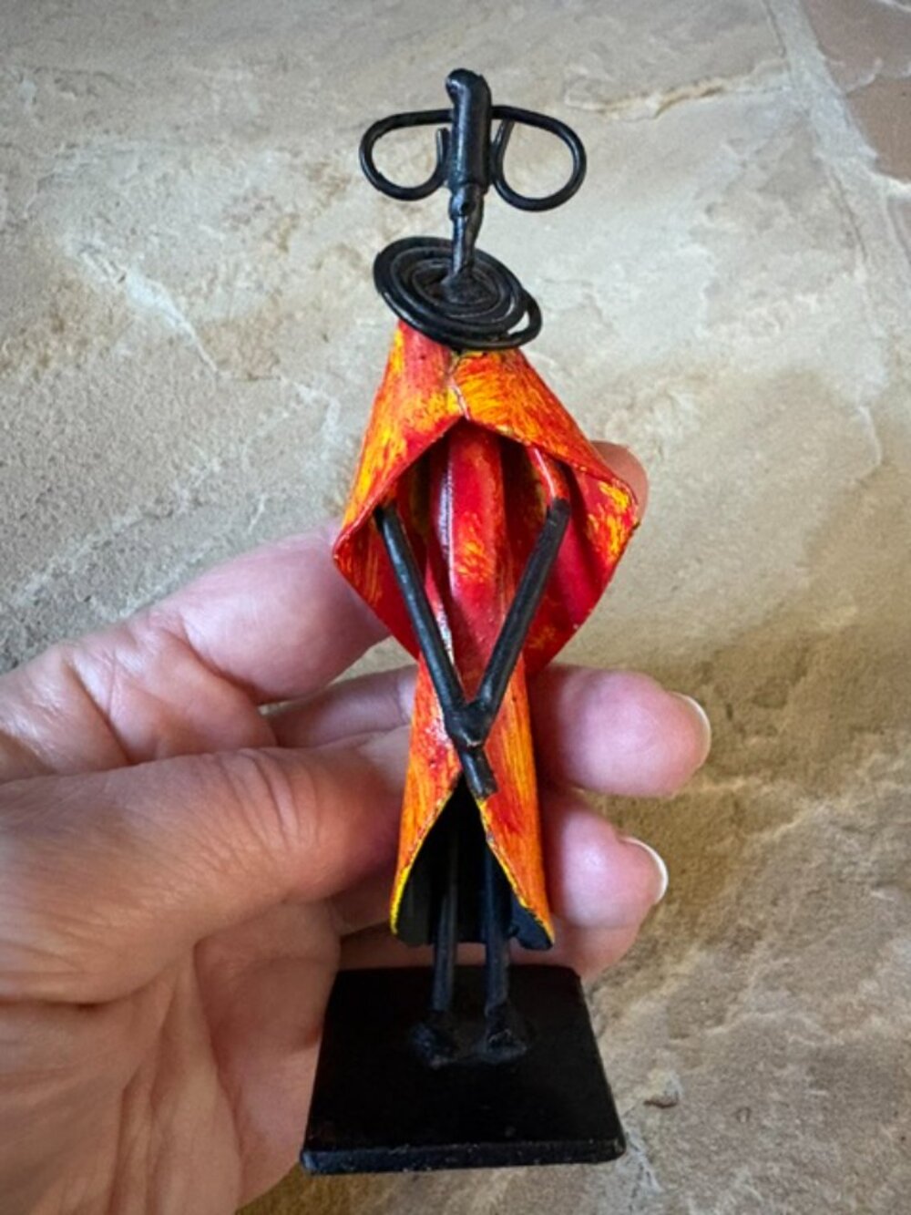 Vintage Handmade Kenya African Metal Sculpture Maasai Swahili Woman Folk Art